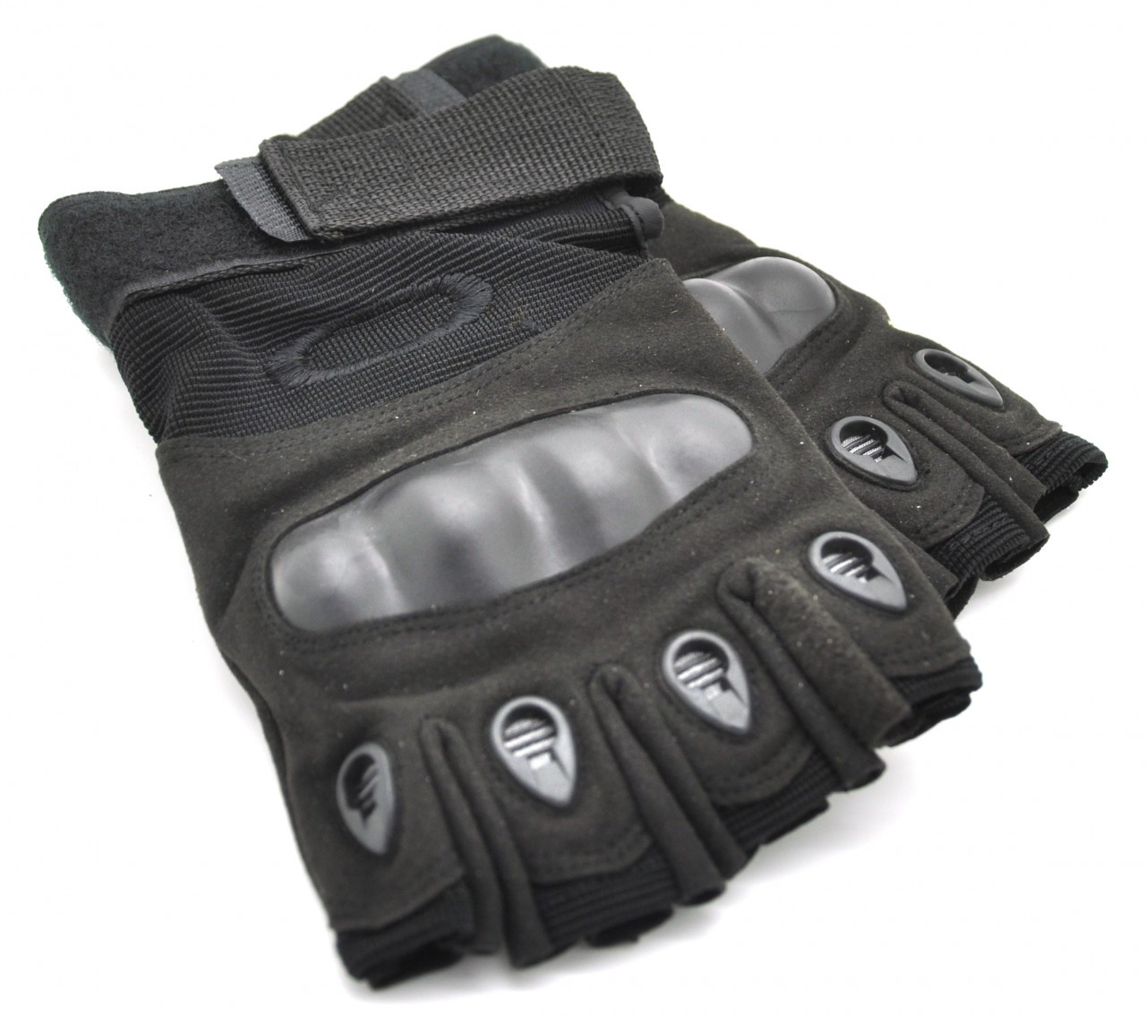 Fingerless Gloves with knuckle protection black bbguns4less