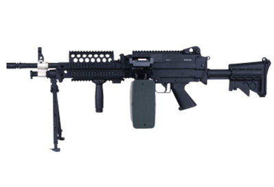 A&K MK46 Airsoft AEG with Retractable Stock and Bipod in Black