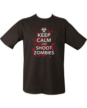 Keep Calm and shoot Zombies T Shirt in black