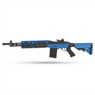 Isolated studio shot showing the full right side view of the Cyma CM032 EBR M14 Tactical AEG Rifle in Blue.
