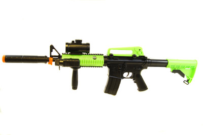 Zombie Army M4A1 electric bb gun in radioactive green 