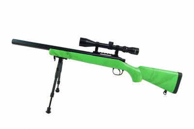 Well MB02 Spring Airsoft Sniper Rifle in Green with Scope and Bipod