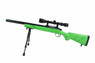 Well MB02 Spring Airsoft Sniper Rifle in Green with Scope and Bipod