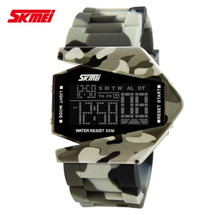 Army Military Fighter Style Digital LED Display Watch in Gray Camo