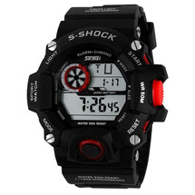 G Style Army Digital Rubber Wrist Watch in Black/Red (nt)