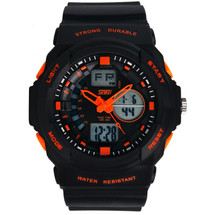 Strong Sports Light LED Display Watch in Black Strap with Orange- DG0955