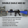 Double Eagle M83 B2 electric Semi Automatic bb gun in Blue in side profile with sight and vertical grip.