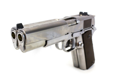 WE 1911 Dual Barrel GBB Pistol in Silver