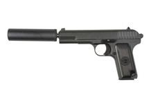 Galaxy G33 Full Metal Pistol with Silencer in Black