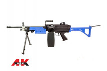 A&K M249 Airsoft Gun with Skeleton Stock in blue
