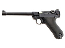 WE P08 Luger 6" Gas Blowback Pistol in Black