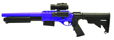 Double Eagle M47D2 UTG Tactical Shotgun in Blue/black with tactical flashlight