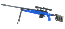Well MB4415 Bolt Action Airsoft Sniper Rifle in Blue with Scope & Bipod