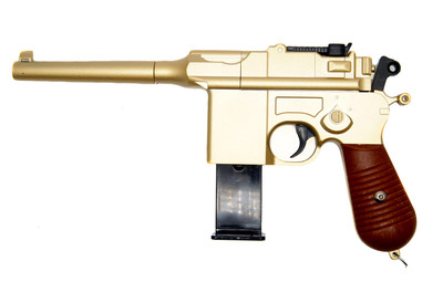 Galaxy G12 Broom Handle Mauser C96 Style Pistol In Gold guns4less
