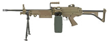A&K M249 MKI Airsoft gun with Skeleton Stock in Tan