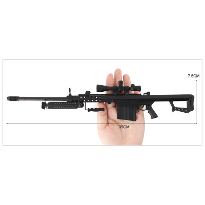 Barrett M82A1 .50 Cal Metal Die Cast Toy Sniper Replica 3:1 scale in Black 