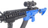 Close-up detail of the optics and barrel of the Well D2810 M4 Fully Auto Electric BB Gun in Blue