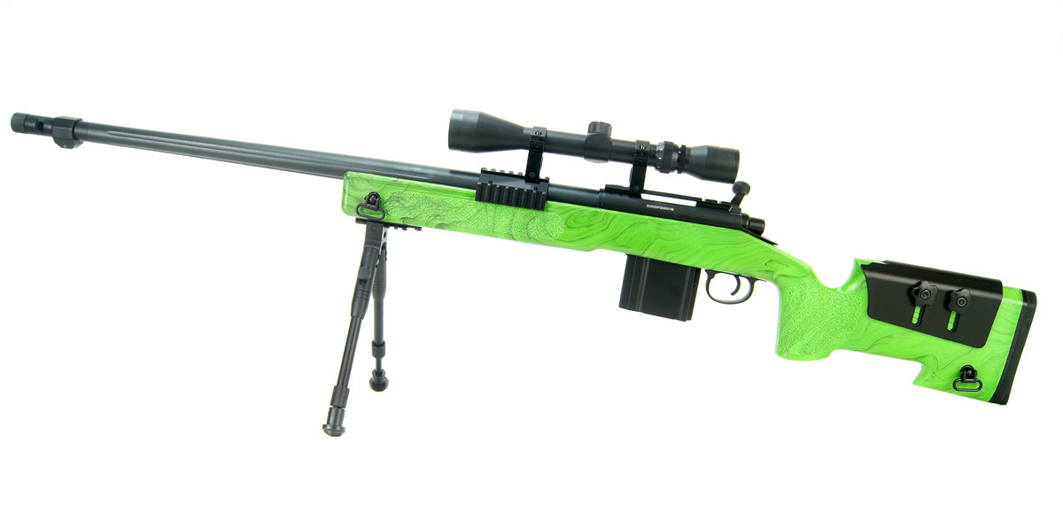 Well MB4416 M40A5 Airsoft Sniper Rifle in Green bbguns4less