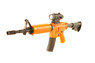 Side view of the Well D92 - M16 Carbine Fully automatic BB gun in Orange with a black magazine and stock.