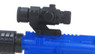 Close-up of the mounted scope on the Well D92 - M16 Carbine Fully automatic BB gun in Blue.