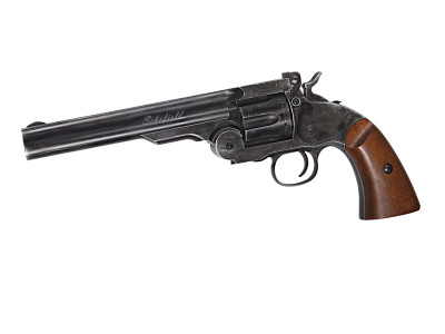 ASG Schofield 6" Airsoft Revolver in Black With Wooden Grip (19303)