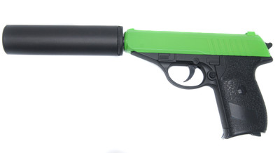 Galaxy G3A Full Metal Pistol with silencer in Radioactive Green