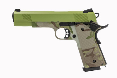 Raven M1911 MEU Gas Blowback Pistol in Camo with Green Top Slide