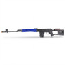 Side profile of the CYMA CM057A Full Metal SVD AEG DMR Airsoft Sniper Rifle in Blue on a white background. Side profile of the CYMA CM057A Full Metal SVD AEG DMR Airsoft Sniper Rifle in Blue on a white background.