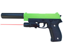 Galaxy G26A P226 Metal Pistol inc Laser Sight & Silencer in Radioactive Green 