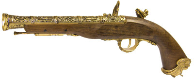 HFC 18th Century Pirate Co2 6mm Flintlock Pistol in Wood & Gold (HGC-502GN)