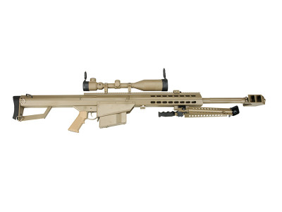 Snow Wolf Barrett M82 Sniper Rifle with Scope and Bipod in tan