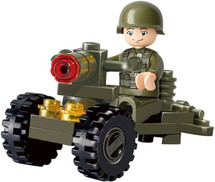 Sluban Military Bricks - Soldier on artillery - B0118
