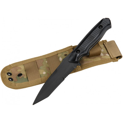 CYMA Dummy Plastic 141 Nimravus Tanto Knife Multi Camo Sheath in Black