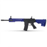 Side profile of the Cyma CM615 AEG Keymod hand-guard Rifle In blue on a plain white background. Side profile of the Cyma CM615 AEG Keymod hand-guard Rifle In blue on a plain white background.