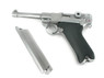 WE Tech P08 Luger 4" Metal Gas Blowback Pistol in Silver