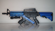 Vigor 9907 M4 Rifle & Side Arm Pistol Combo Pack in Blue