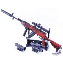 AK-74 Model Rifle Large Key Ring 25cm in Red with Extras