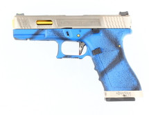 WE E Force T3 Custom EU17 GBBP Silver Slide with Gold Barrel in Blue