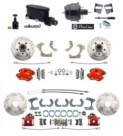 all parts included in the wilwood disc brake kit for full size chevy in red