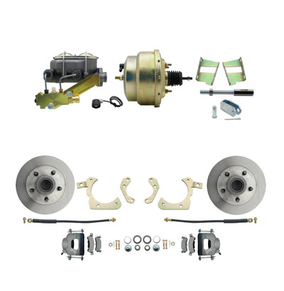 DBK5964-GMFS2-205 - 1959-1964 GM Full Size Front Disc Brake Kit (Impala, Bel Air, Biscayne) & 8" Dual Zinc Booster Conversion Kit w/ Cast Iron Master Cylinder Left Mount Disc/ Drum Proportioning Valve Kit