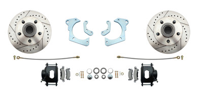 DBK5964LXB - 1959-1964 Full Size Chevy Complete Disc Brake Conversion Kit w/ Powder Coated Black Calipers & Drilled/ Slotted Rotors