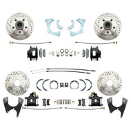DBK59641012FSLXB - 1959-1964 Full Size Chevy Complete Front & Rear Disc Brake Conversion Kit w/ Powder Coated Black Calipers & Drilled/ Slotted Rotors