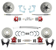 DBK59641012FSR - 1959-1964 Full Size Chevy Complete Front & Rear Disc Brake Conversion Kit w/ Powder Coated Red Calipers