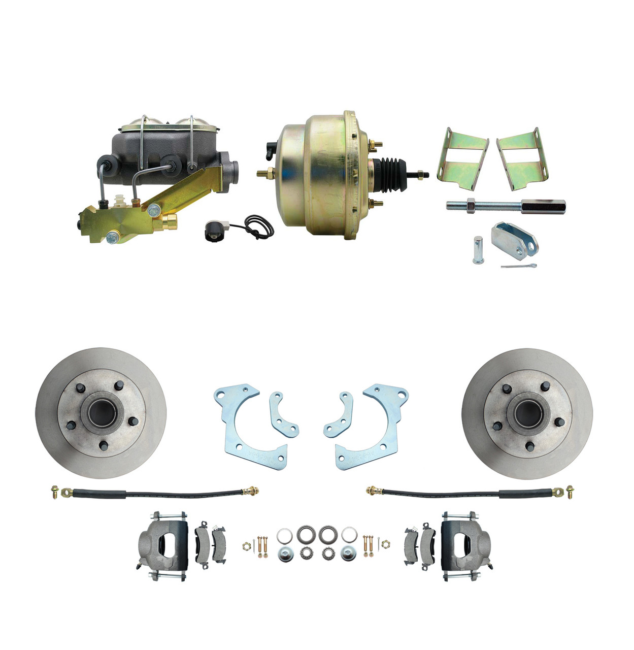 flat top Master Disc Chevy 8/" Dual Chrome Brake Booster KIT Drum GM A Body