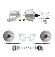 DBK6568-GMFS3-309 - 1965-1968 GM Full Size Front Disc Brake Kit (Impala, Bel Air, Biscayne) & 8" Dual Chrome Booster Conversion Kit w/ Flat Top Chrome Master Cylinder Left Mount Disc/ Drum Proportioning Valve Kit