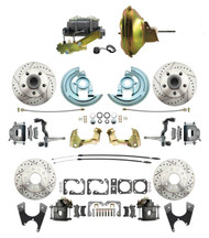 DBK64721012LX-GM-219 - 1964-1972 GM A Body Front & Rear Power Disc Brake Conversion Kit Drilled & Slotted Rotors w/ 11" Delco Stamped Booster Kit