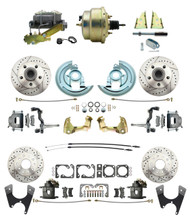 DBK67691012LX-GM-215 - 1967-1969 Camaro/ Firebird & 1968-1974 Chevy Nova Front & Rear Power Disc Brake Conversion Kit Drilled & Slotted Rotors w/ 8"Dual Zinc Booster Kit