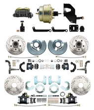 DBK6272834LXB-MP-208 1962-72 Mopar B&E Body Front & Rear Disc Brake Conversion Kit w/ Drilled & Slotted Rotors & Powder Coated Black Calipers ( Charger, Challenger, Coronet) w/ 8" Dual Zinc Booster Conversion Kit w/ Adjustable Valve