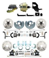 DBK6272834LX-MP-207 1962-72 Mopar B&E Body  Front & Rear Disc Brake Conversion Kit w/ Drilled & Slotted Rotors ( Charger, Challenger, Coronet) w/ 8" Dual Zinc Booster Conversion Kit w/ Left Mount valve Kit
