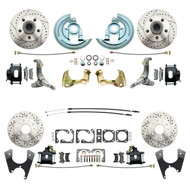 DBK62671012LX-B  - 1962-1967 Chevrolet Nova Front & Rear Disc Brake Conversion Kit Drilled & Slotted Rotors & Powder Coated Black Calipers